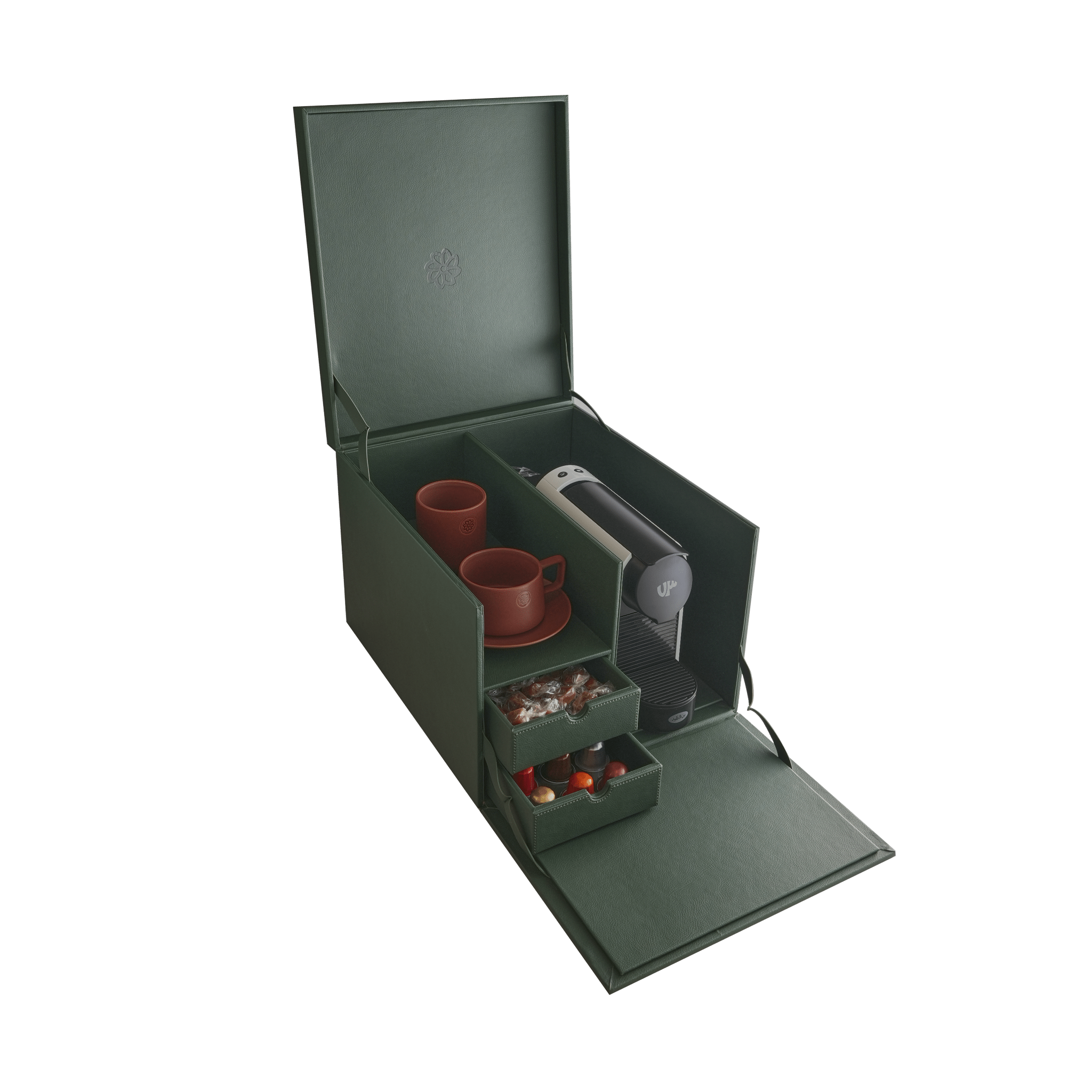 73 by Al Ameed Titan Leather Box, designed for TRU73 machine with two drawers for capsules and accessories