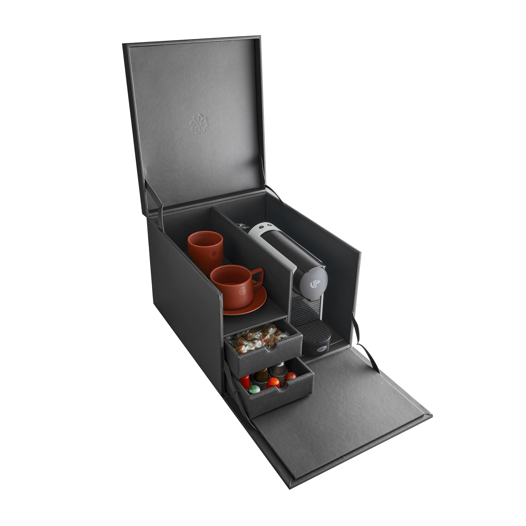73 by Al Ameed Titan Leather Box, elegant storage solution for coffee machines and accessories